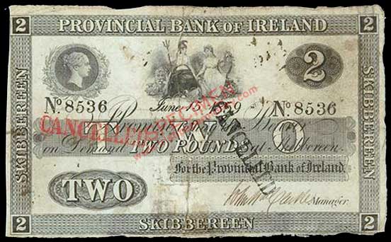Provincial Bank of Ireland Two Pounds 1859