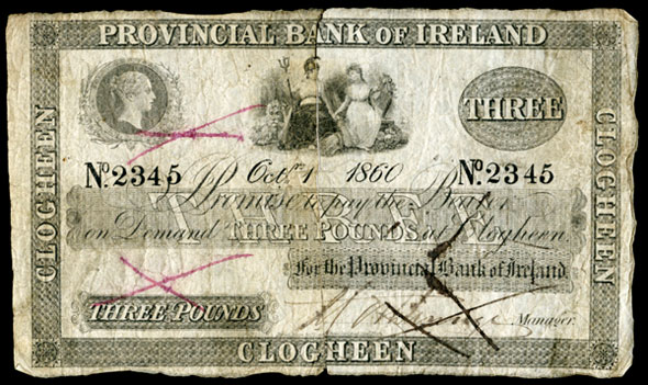 Provincial Bank of Ireland Three Pounds 1860