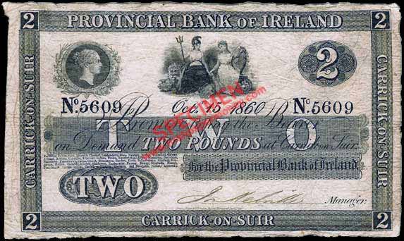 Provincial Bank of Ireland Two Pounds 1860