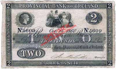 provincial bank of ireland 2 pounds 1860