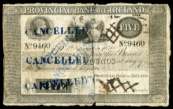 Provincial Bank of Ireland 5 Pounds 1870