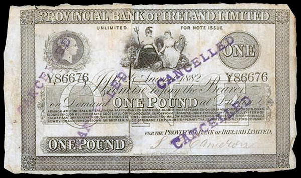 Provincial Bank of Ireland Limited One Pound 1882