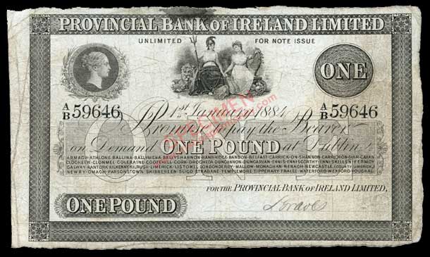 Provincial Bank of Ireland One Pound 1884