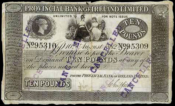 Provincial Bank of Ireland 10 Pounds 1882