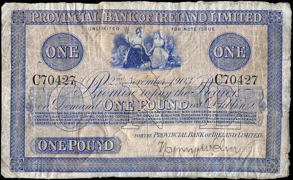 Provincial Bank of Ireland One Pound 2 November 1903