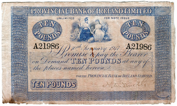 Provincial Bank of Ireland 10 Pounds 1917