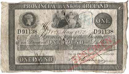 provincial bank of ireland one pound 1872