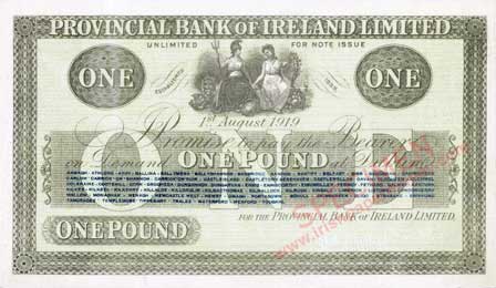 Provincial Bank of Ireland One Pound 1919 proof