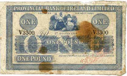 Provincial Bank of Ireland One Pound 1918 August