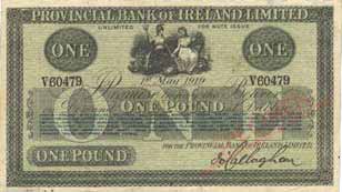 Provincial Bank of Ireland One Pound 1919