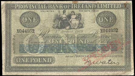 Provincial Bank of Ireland £1 1st Aug 1919