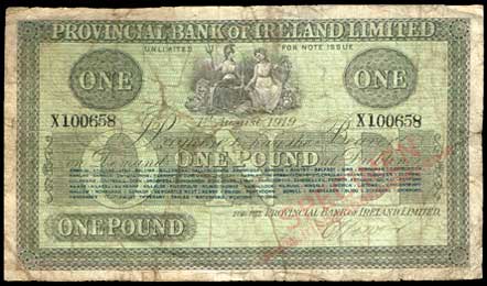 Ireland Provincial Bank One Pound 1919