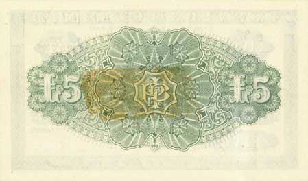 Provincial Bank of Ireland Five Pounds 1920 reverse
