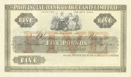 Provincial Bank of Ireland Five Pounds 5th November 1920