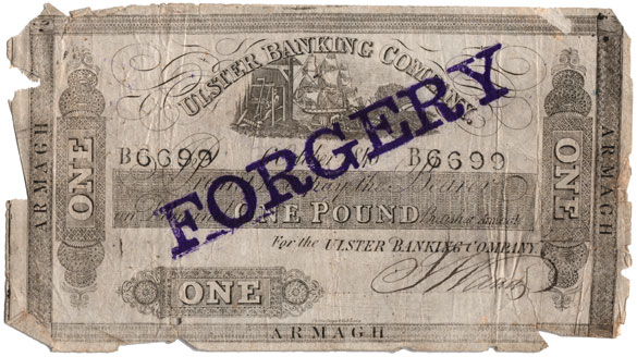 Ulster Banking Company One Pound 1846 forgery