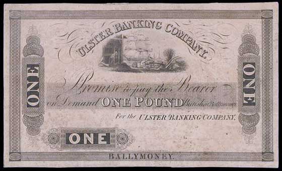 Ulster Banking Company One Pound 1836 Ballymoney proof