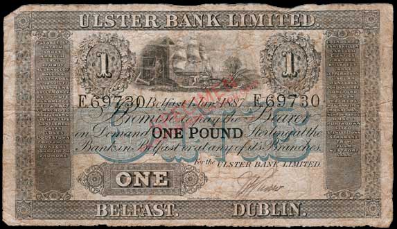 Ulster Bank Limited One Pound 1887