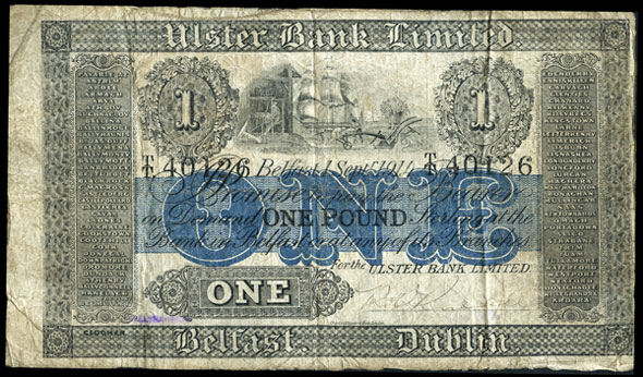 Ulster Bank Ltd One Pound 1914