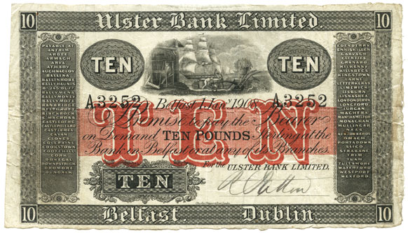 Ulster Bank Ten Pounds 1908