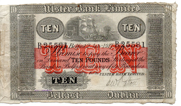 Ulster Bank 10 Pounds 1917