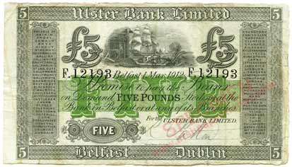 ulster bank limited 5 pounds 1909