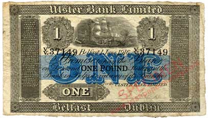 ulster bank one pound 1916