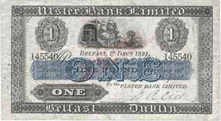 Ulster Bank One Pound 1921 Belfast Dublin