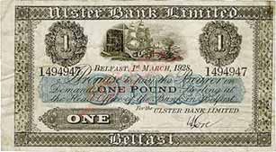 Ulster Bank One Pound 1928