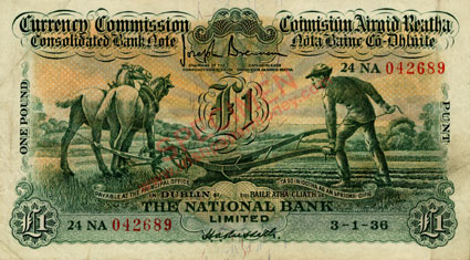 National Bank One Pound Ploughman 1936, Russell signature