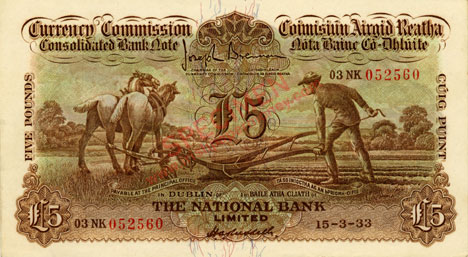 National Bank 5 Pounds Consolidated Bank Note 1933