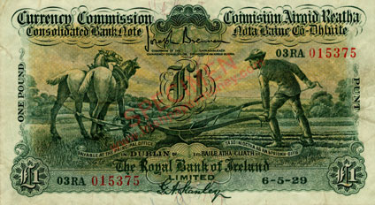 Royal Bank of Ireland One Pound 1929