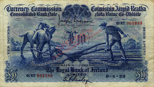 Royal Bank of Ireland Ten Pounds 1929