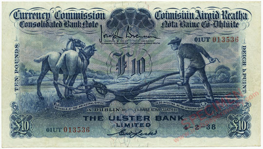 Ulster Bank Ploughman Ten Pounds