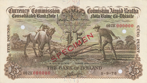 Currency Commission Consolidated Bank Note. 5 Pounds 1929