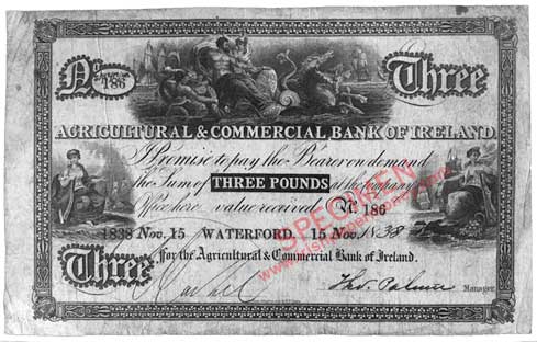 Agricultural & Commercial Bank of Ireland £3, 1838