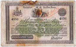 Ireland National Bank 3 Pounds 1912