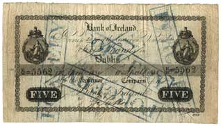bank of ireland 5 pounds 1838
