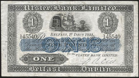 Ulster Bank One Pound 1921