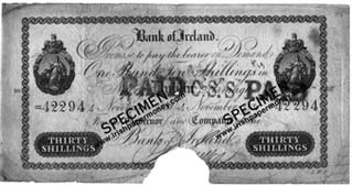 Bank of Ireland 30 Shilling note