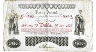 Bank of Ireland Pound note 1916