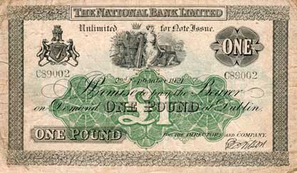 National Bank £1, 1921