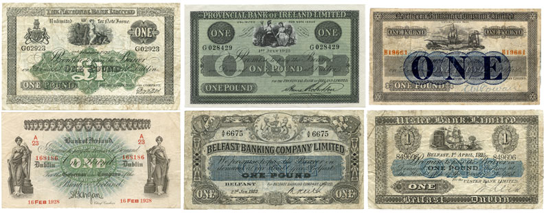 1922 all six Irish banks issue small size £1 notes